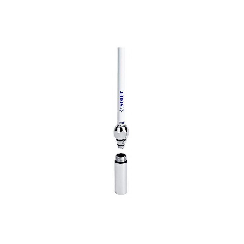 Antenne VHF Scout KM-3F 0,9 M Pour Voilier - Gain 3 DB, Support Inclus, Résistante Aux UV