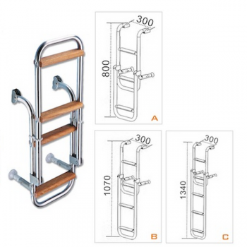 Scaletta Kappa in Acciaio Inox Gradini in Legno 3, 4 o 5 Gradini