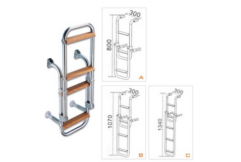 Scaletta Kappa in Acciaio Inox Gradini in Legno 3, 4 o 5 Gradini