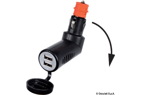 Adattatore presa corrente snodato con doppia USB 