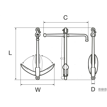 Ancora ammiragliato chiudibile 25kg acciaio zincato a caldo