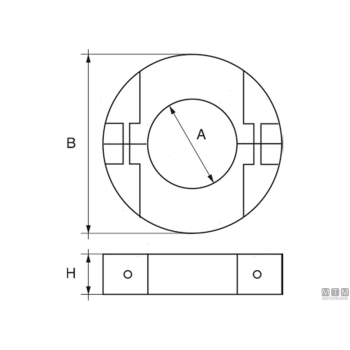 Anodo a collare basso per asse portaelica d70mm in zinco