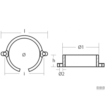 Anodo a collare per mercruiser bravo i in alluminio