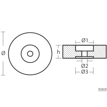 Anodo a flangia tonda alto d135mm in alluminio