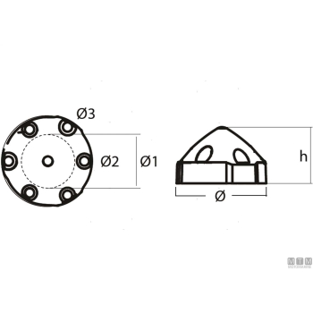 Anodo a ogiva per 6f max prop 3p d68mm in zinco