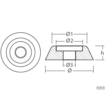 Anodo a ogiva per bow thruster lewmar 250/300 in zinco