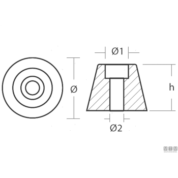 Anodo a ogiva per bow thruster sleipner sp30/40 in zinco