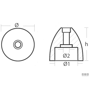 Anodo a ogiva per cap/cil d52mm in zinco