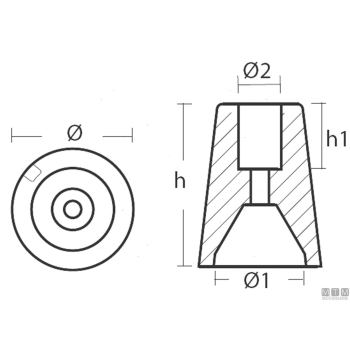 Anodo a ogiva per ferretti d60mm in zinco