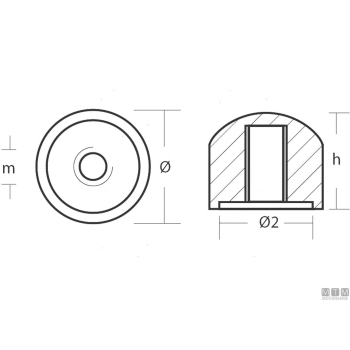 Anodo a ogiva per mercruiser alpha i in alluminio