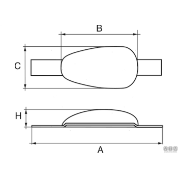 Anodo a piastra a goccia con inserto a saldare l135mm 2.2kg in zinco