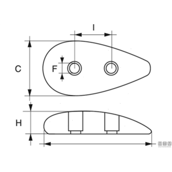 Anodo a piastra goccia ovin l85mm in zinco