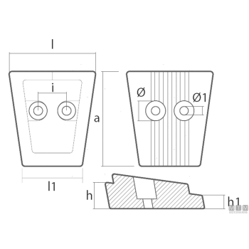 Anodo a piastra per piede volvo sx 90x100mm in zinco