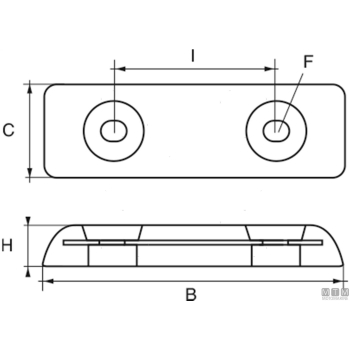 Anodo a piastra per vetus 5kg quadro l290mm in zinco
