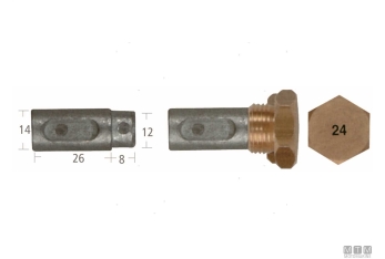 Anodo barrotto+tappo a-f.14x26mm zn 