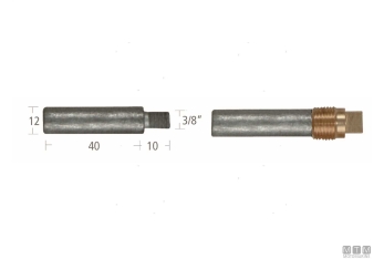 Anodo barrotto+tappo caterp.12x40mm zn 