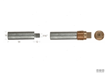 Anodo barrotto+tappo gen.mot.16x54mm zn 