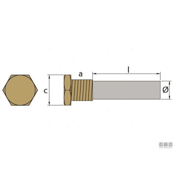 Anodo barrotto yanmar lh 30mm in zinco