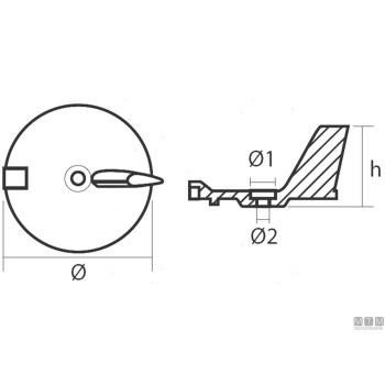 Anodo pinna yamaha f25/30 in alluminio