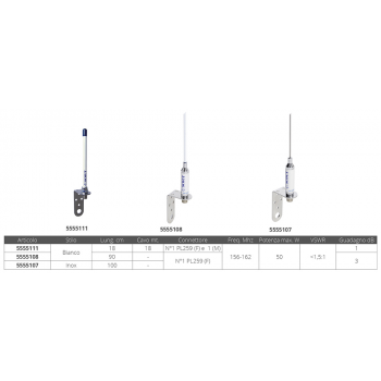 ANT. INOX VHF TESTA ALBERO CM.100