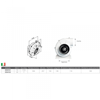 Aspiratore Centrifugo ABS Fissaggio a Staffa