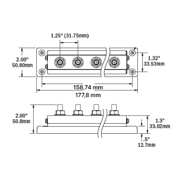 BARRA DI CONNESSIONE 600A 4 TERM.
