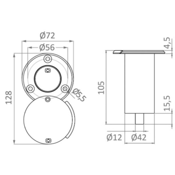 Base DELUX tappo rotante per asta telescopica Doccia Rocky