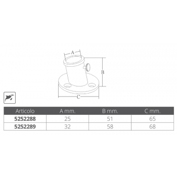 BASE INOX PER ASTE BANDIERA