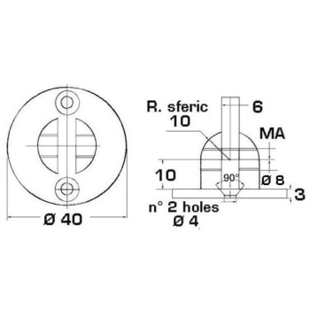 Basetta con forcella Ø 6 mm 