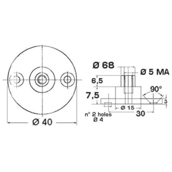 Basetta con perno Ø 6 mm 