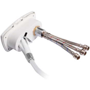 Box doccia New Edge bianca tubo nylon 2,5 m uscita trasversale