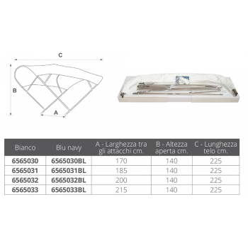 CAPOTTINA BIMINOX CM.170X151H BLU