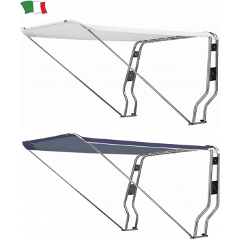 Capottina Tendalino Parasole 4 Archi Acciaio Inox Bianco/Blu