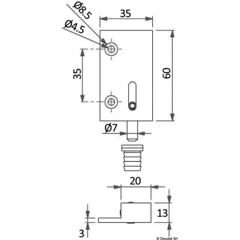 Cerniera a spillo DX + SX in ottone cm 35 x 60 