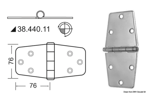 Cerniera inox 152x76 mm 