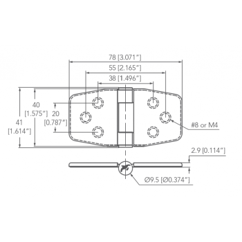 Cerniera inox 316 c/copertura friz.