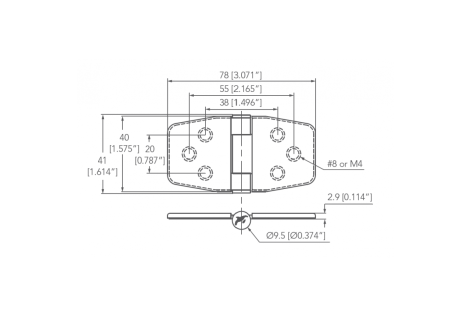 Cerniera inox 316 c/copertura friz.