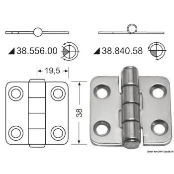 Cerniera inox 38x39 mm 