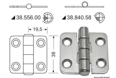 Cerniera inox 38x39 mm 