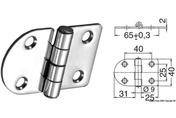Cerniera inox 65x40 mm 