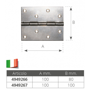 CERNIERA INOX A LIBRETTO mm 100x80