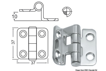 Cerniera inox a sbalzo 37x37 mm 