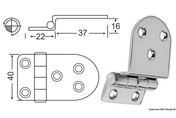 Cerniera inox a sbalzo 59x40 mm 