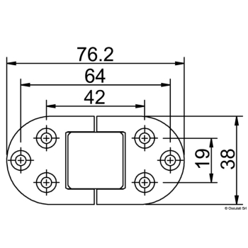 Cerniera inox con fori 76x38 mm 