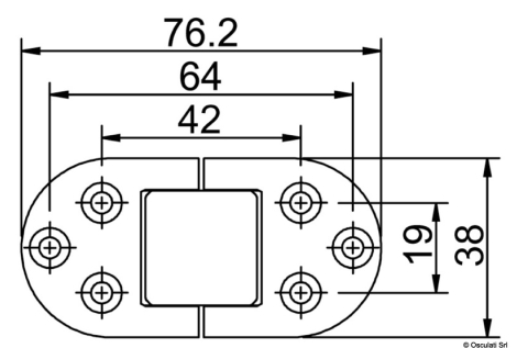 Cerniera inox con fori 76x38 mm 