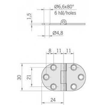 Cerniera inox mm.47x30 rovesciata