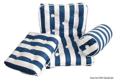 Cuscino forma rollo in cotone blu e bianco 