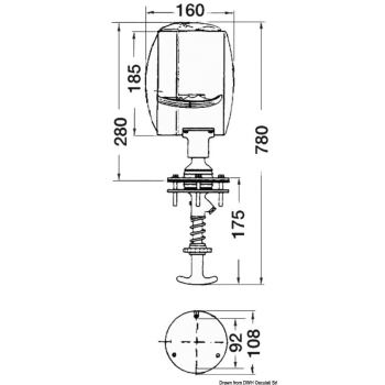 Faro comando interno 24 V 185 mm 