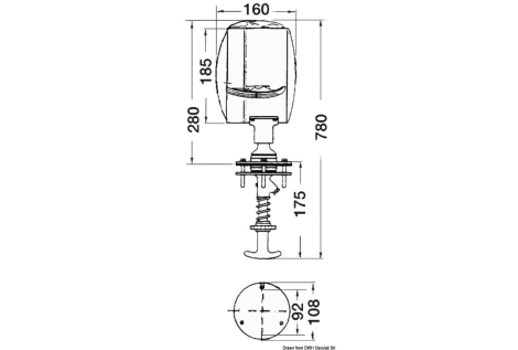 Faro comando interno 24 V 185 mm 