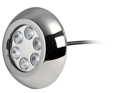 Faro subacqueo 6 LED bianchi con viti 
